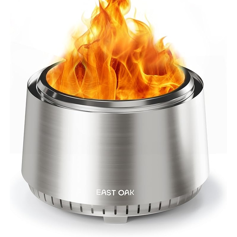 EAST OAK Fuoco Smokeless Fire Pit 21'' for Patio and Outdoor, Stainless Steel Firepit Wood Burning Fireplace with Carrying Bag, Portable Outdoor Fire Pit with Stand & Removable Ash Pan for Outside